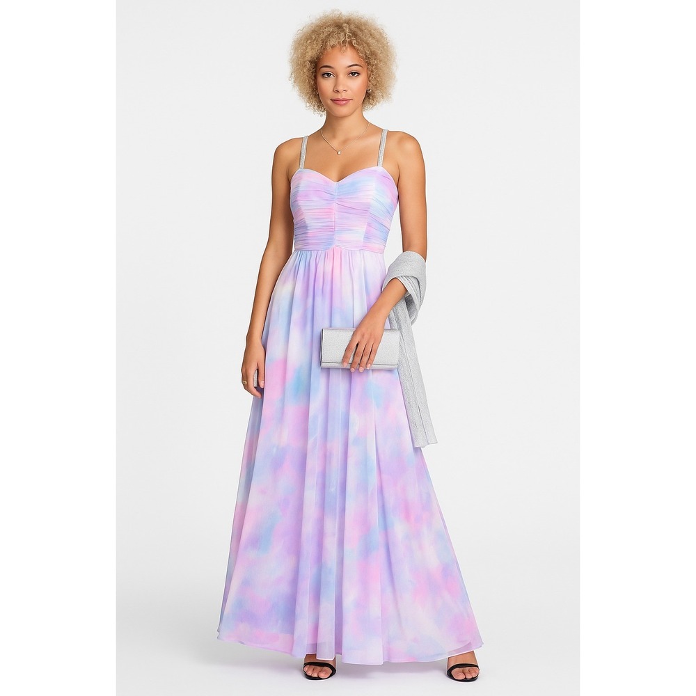 Trixxi Womens Juniors Embellished Maxi Evening Dress White 3 Pastel Strap